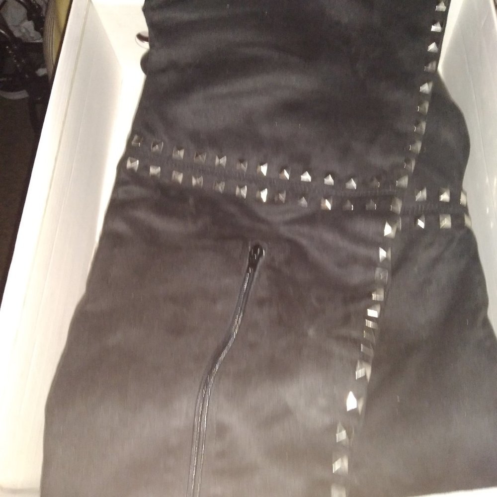 Thigh high 2in heels black boots